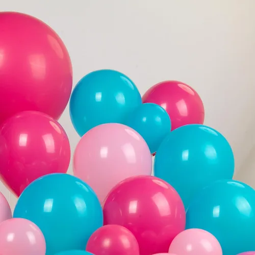 Miniatura 4 de Kit de arco de guirnalda de globos tropicales de 122 piezas con hojas de Monstera – Globos de color rosa intenso verde azulado azul para verano