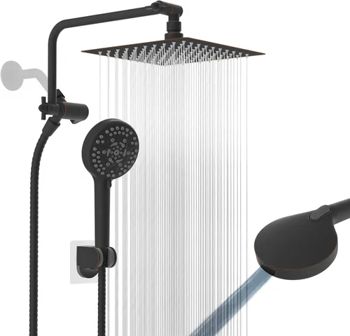 Miniatura 22 de Cabezal de ducha de metal de 12 pulgadas, cabezal de ducha de alta presión, cabezal de ducha de mano con brazo de extensión de ducha ajustable de 11