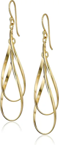 Amazon Essentials Aretes colgantes de plata de ley chapados en oro con doble alargamiento ovalado de alambre francés, (anteriormente colección