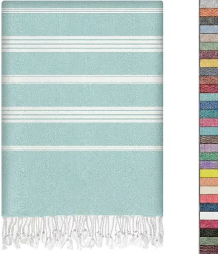 Miniatura 20 de EPHESUS TOWELS Toalla de playa turca de gran tamaño de 38 x 70 pulgadas, diseño sultán, toalla turca para playa, baño, piscina, gimnasio, yoga