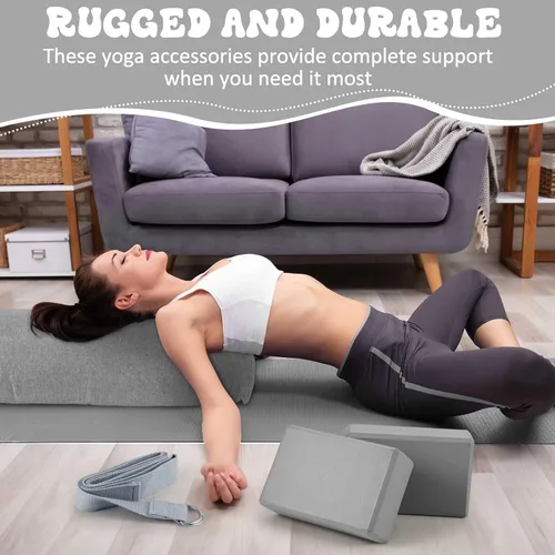 Miniatura 5 de Juego de 4 almohadas de yoga con correa, cómoda almohada de meditación para yoga restaurativo, antideslizante, bloques de yoga reutilizables