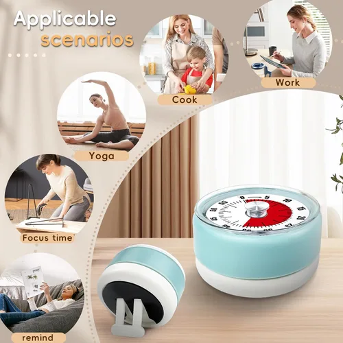 Miniatura 6 de Temporizadores de cocina para cocinar, temporizador visual de 0 a 60 minutos para niños, temporizador magnético de cocción manual con alarma fuerte