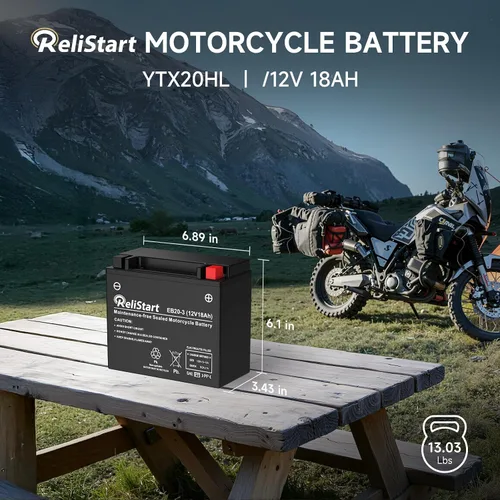 Miniatura 2 de Batería de motocicleta YTX20HL, EB20-3, 12V 18Ah, 250 CCA, baterías de repuesto Powersport, batería sin mantenimiento AGM para bicicleta, ATV Scooter