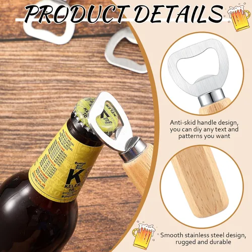 Miniatura 3 de Lounsweer Abrebotellas de vino de madera, 30 piezas, abridor de botellas de acero inoxidable, de mano, resistente, abrebotellas, sidra, grabado