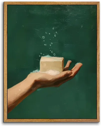 Miniatura 24 de AtterrirArt Divertido arte de pared enmarcado para baño, 8 x 10 pulgadas, lindo pato en el inodoro, lectura de periódico, decoración de pared