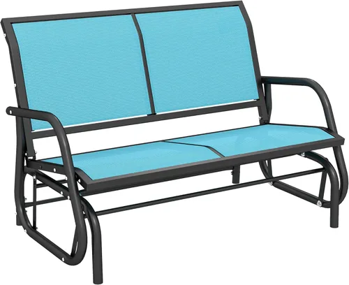 Miniatura 14 de Outsunny Banco columpiador para 2 personas al aire libre, silla mecedora de columpio doble para patio, sillón con marco de acero recubierto de polvo