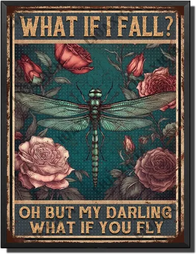 Miniatura 29 de LIUAXICIA Letreros divertidos de metal con texto en inglés «Into The Forest I go to Lose My Mind and Free My Soul Dragonfly», decoración de pared
