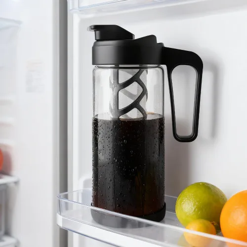 Miniatura 3 de wedrink Cafetera fría de 44 onzas, jarra de vidrio de borosilicato de 1.3 L con mango cómodo, filtro extraíble y parte inferior de silicona