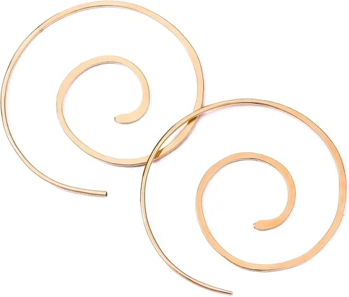 Miniatura 30 de Pendientes de aro delgados martillados, elegantes geométricos de plata de ley maciza, relleno de oro y relleno de oro rosa; para mujeres de Lotus