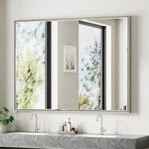 Miniatura 12 de Espejo de baño negro, espejo de baño biselado de 16 x 24 pulgadas para pared, espejo con marco negro antioxidante para decoración de baño, sala