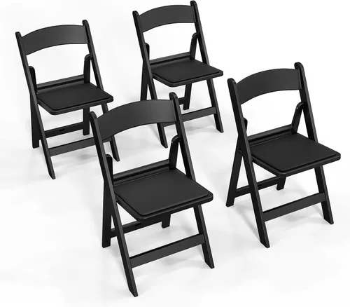 Miniatura 11 de FCH Silla plegable de plástico con asiento acolchado, sillas plegables de resina con cojín suave, cómoda y resistente, adecuada para interiores