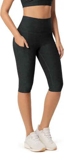 Miniatura 54 de ODODOS - Leggings capri de cintura alta para mujer con bolsillos, control de abdomen, no se transparentan, para entrenamiento atlético, running
