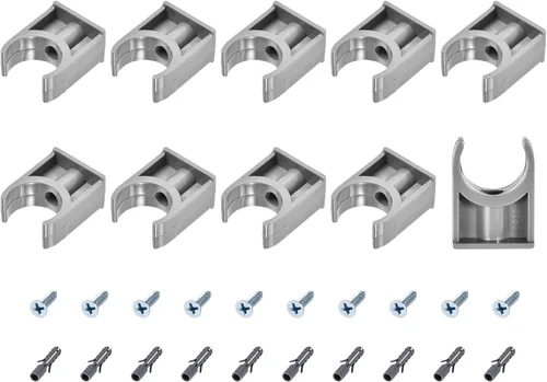 Miniatura 7 de METALLIXITY Clips de tubería de agua de PVC (0.79 pulgadas), 20 unidades, abrazaderas de plástico en forma de U con tornillos, para manguera