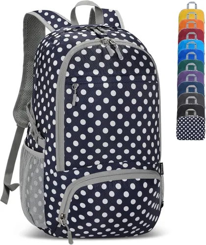 Miniatura 18 de ZOMAKE Mochila plegable ligera 30L, mochilas plegables para senderismo, mochila plegable compacta resistente al agua para viajes Naranja