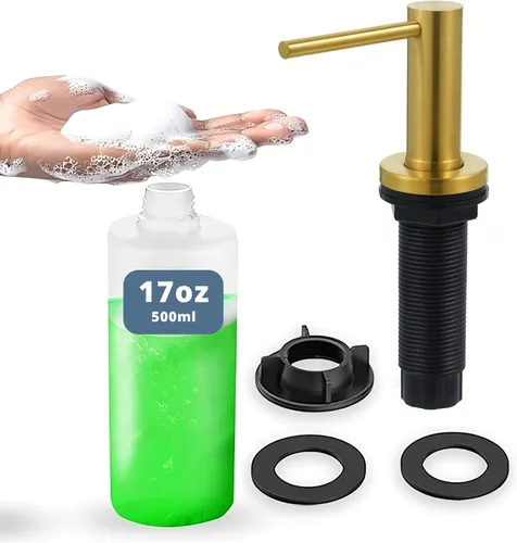 Miniatura 11 de SBEN Dispensador de jabón para fregadero de cocina, bomba de encimera para jabón de manos o loción, botella integrada de 17 onzas, diseño de acero