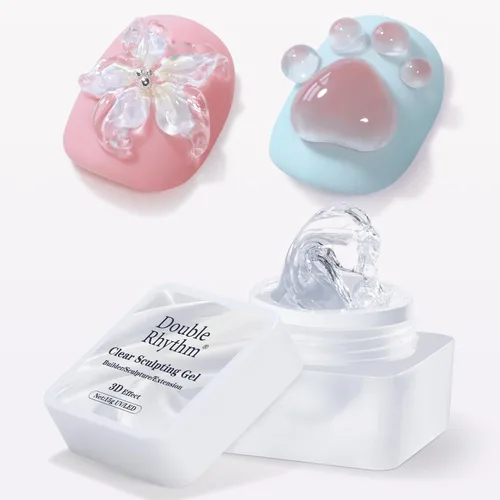Double Rhythm 3D Gel de uñas en gel transparente sólido para esculpir, antiadherente, gel duro para construcción, tallado, moldeado, extensión de