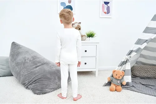 Miniatura 4 de KISBINI Pijama básico de algodón de color sólido para niñas pequeñas, conjunto de 2 piezas