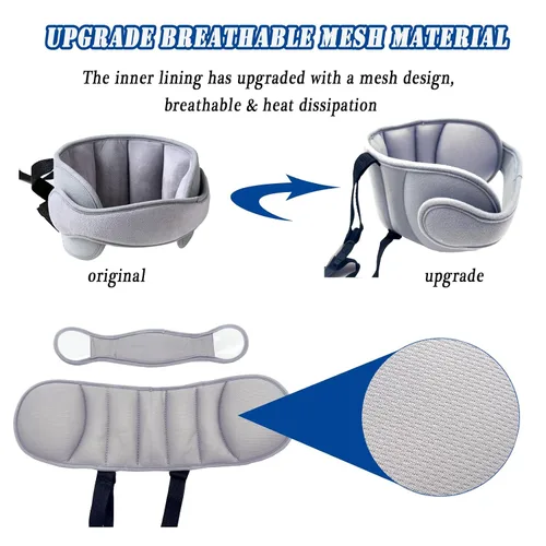 Miniatura 4 de Banda de apoyo para la cabeza del asiento de automóvil para bebé, cómodo soporte de almohada para cabeza y cuello, ajustable, alivio del cuello