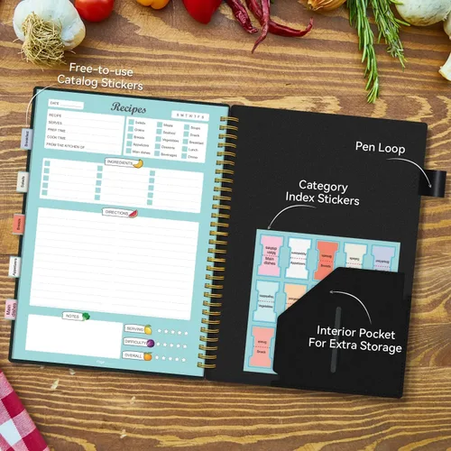 Miniatura 4 de Libro de Recetas para Escribir tus Propias Recetas, Cuaderno de Recetas en Blanco con Pestañas para Amantes de la Cocina Familiar, Organizador