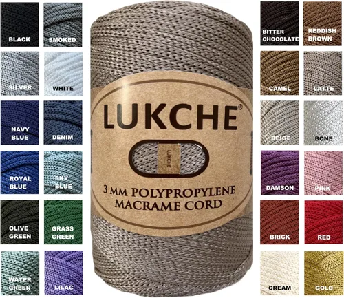Miniatura 8 de Cordón de macramé de poliéster premium de 3 mm (134.72 metros), (250 g) 100% cuerda de macramé de polipropileno, hilo de crochet de macramé colorido