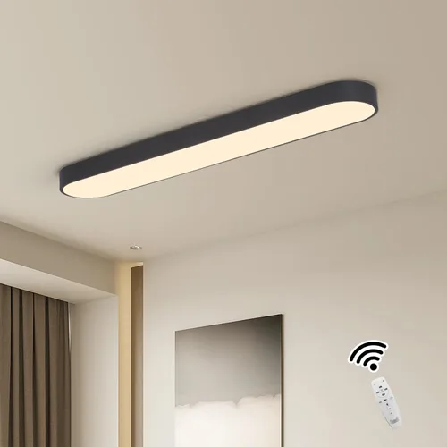 Miniatura 13 de Lámpara de techo lineal de 23.6 pulgadas, LED moderna de 40 W, lámpara de techo simple negra, iluminación de techo de perfil bajo para dormitorio