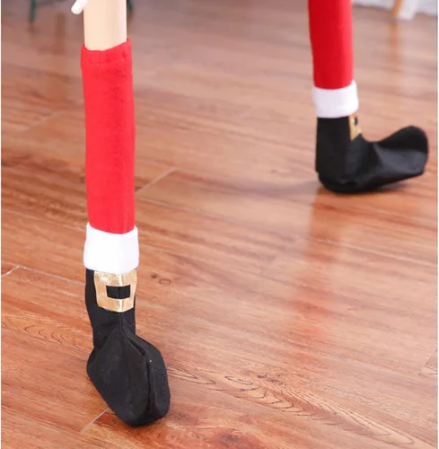 Miniatura 3 de 4 calcetines divertidos de Navidad para muebles, calcetines de mesa de elfos de Navidad, fundas para patas de silla, protectores de suelo