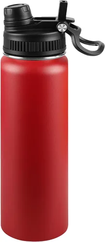 Miniatura 108 de Botella de agua aislada de 22 onzas, tapa 2 en 1 a prueba de fugas (sorbo/pajilla) + asa, botella de acero inoxidable para deportes, viajes, trabajo