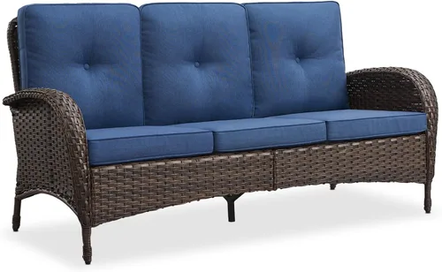 Miniatura 32 de Belord Banco planeador para exteriores, sofá biplaza para patio, capacidad de peso de 500 libras, sofá de mimbre de 2 plazas, muebles pequeños