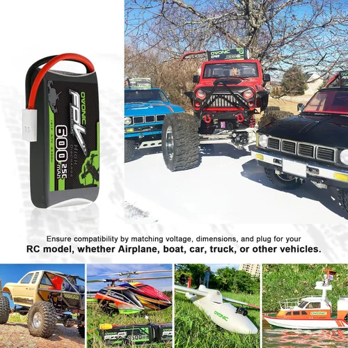 Miniatura 5 de OVONIC Batería Lipo de 3.7V 25C 600mAh 1S [1 paquete que incluye 6 baterías]