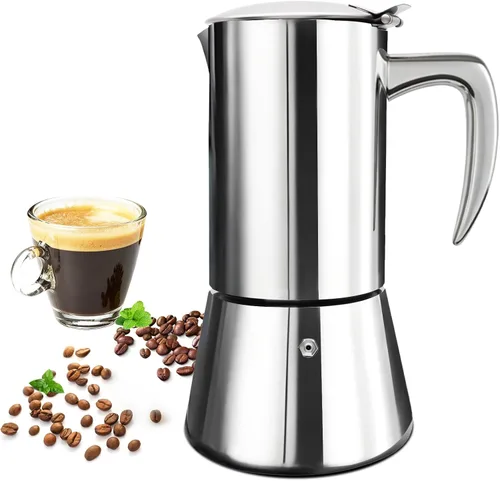 Cafetera de acero inoxidable 304 grueso, sin recubrimiento, 2 tazas, cafetera Moka para estufa, cafetera expreso, cafetera italiana, clásica, Greca,