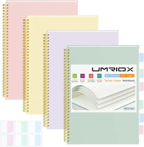 Miniatura 12 de Umriox Cuaderno Pequeño en Espiral, Paquete de 4 Cuadernos de Espiral Punteado A5 de 5.9" x 8.3" Papel de Cuadrícula de Puntos 160 Páginas, Cuaderno
