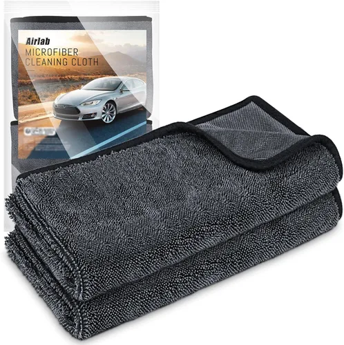 Miniatura 16 de Airlab Toallas de microfibra de carbono para pulido y limpieza de vidrios de coche, paño de detalle automático, libre de pelusa, sin marcas