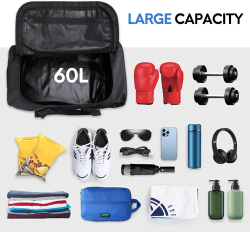 Miniatura 3 de Haimont Mochila de viaje de 60 litros para hombres, bolsas deportivas grandes con correas para mochila para senderismo, campamento, gimnasio
