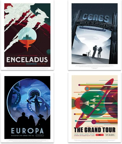 Miniatura 5 de Póster de la NASA Space Grand Tour Travel Exploration Exoplanet Art Print Decoración para el hogar, paquete de 17 – incluye impresión personalizada
