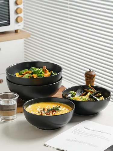 Miniatura 5 de Kanwone Tazones grandes para servir, 55 onzas, cuencos de cerámica para ensalada, pasta, tazones de sopa de porcelana, juego de 2, platos