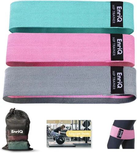 EnriQ Bandas de resistencia de tela para piernas y glúteos, bandas de tela antideslizantes para la cadera, bandas elásticas de entrenamiento,