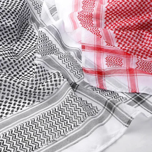 Miniatura 7 de Funtery 4 pañuelos para la cabeza árabe para hombres con cuerda Lgal Aqel Medio Oriente desierto Shemagh Wrap traje árabe turbante keffiyeh