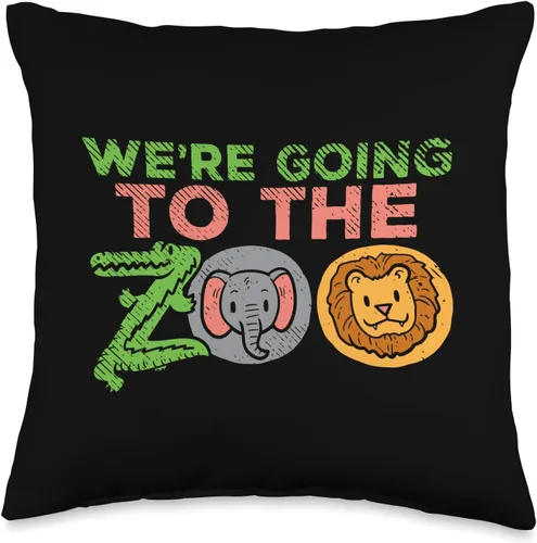 Funny Zoo Lover Gifts Going to The Zoo Trip Safari Visit Adventure Wildlife Kids - Almohada de 16 x 16 pulgadas, multicolor