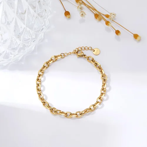 Miniatura 5 de POVIK Pulsera de clip, cadena de clip de papel chapada en oro de 14 quilates, pulsera de oro para mujer, pulsera de cadena ajustable para mujeres