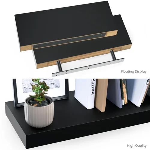 Miniatura 9 de Ballucci Estantes flotantes, juego de 2 estantes de pared de madera de 16 pulgadas con soportes invisibles para baño, sala de estar, dormitorio