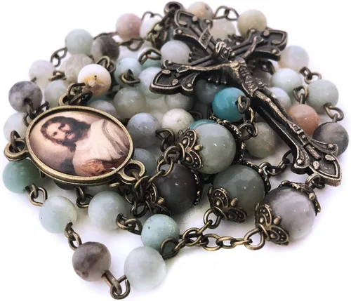 Miniatura 2 de Catholic Heirlooms Rosario y Rosario de Piedra Tiendaita Jesucristo - Pulsera Rosario y Medalla Milagrosa - Rosario Católico - Rosarios Católicos
