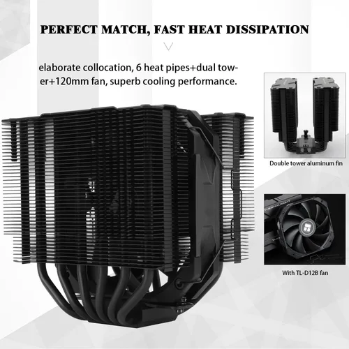 Miniatura 4 de Thermalright Peerless Assassin 120 MINI - Enfriador de aire negro para CPU, 6 tubos de calor, con ventiladores TL-D12B PWM, enfriador de PC