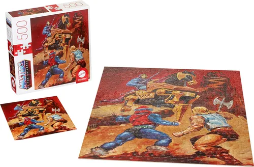 Mattel Games Rompecabezas Mattel de Masters of the Universe con 500 piezas entrelazadas y mini-póster con He-Man y Skeletor, para coleccionistas y