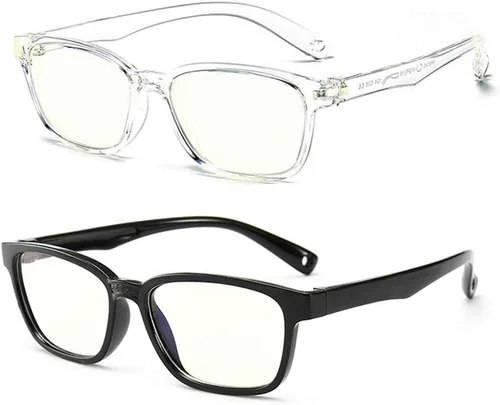Gafas anti luz azul para niños, gafas de computadora para niños, gafas de videojuegos para niños Negro y transparente.