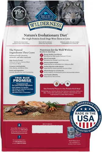 Miniatura 2 de Blue Buffalo Wilderness - Alimento seco natural con alto contenido proteínico y cereales saludables para perros adultos, salmón, bolsa de 4.5 libras