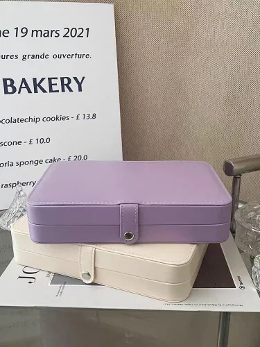 Miniatura 6 de Joyero organizador para viajes, joyería de piel sintética para niñas, organizador de joyas para aretes, collares, anillos, relojes, bodas