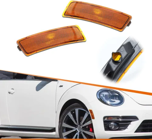 ADIIL Carcasas de Luces Marcadoras Laterales de Lente Ámbar Compatibles con VW Beetle 2012-2019, 2018 en adelante VW Ti-guan, Reemplaza el Kit de