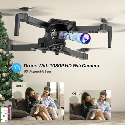 Miniatura 2 de SIMREX Dron con cámara para niños principiantes y adultos – Cuadricóptero RC plegable con retención de altitud, posicionamiento de flujo óptico