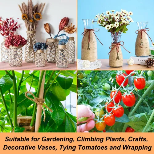 Miniatura 6 de Vivifying Cordel de yute, 328 pies y 0.118 in fuerte cuerda de jardín natural para plantas trepadoras, tomates, manualidades, envoltura de regalos