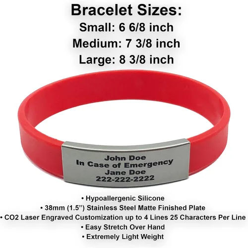 Miniatura 28 de Pulsera de identificación médica personalizada - Pulsera de seguridad para personas mayores grabada personalizada - Alerta de Alzheimer
